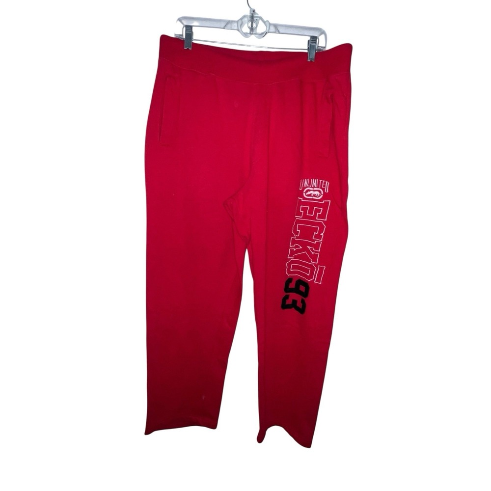 Ecko Unltd 93 Baggy Sweatpants Mens Large‎ Red Embroidered Oversized Y2K Retro